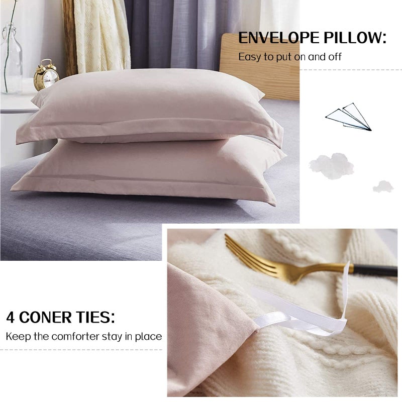 Dreaming Wapiti Duvet Cover King,Washed Microfiber Pink King Size Duvet Cover Set,Solid Color - Soft and Breathable with Zipper Closure & Corner Ties (Pink Mocha, King) - Image 5